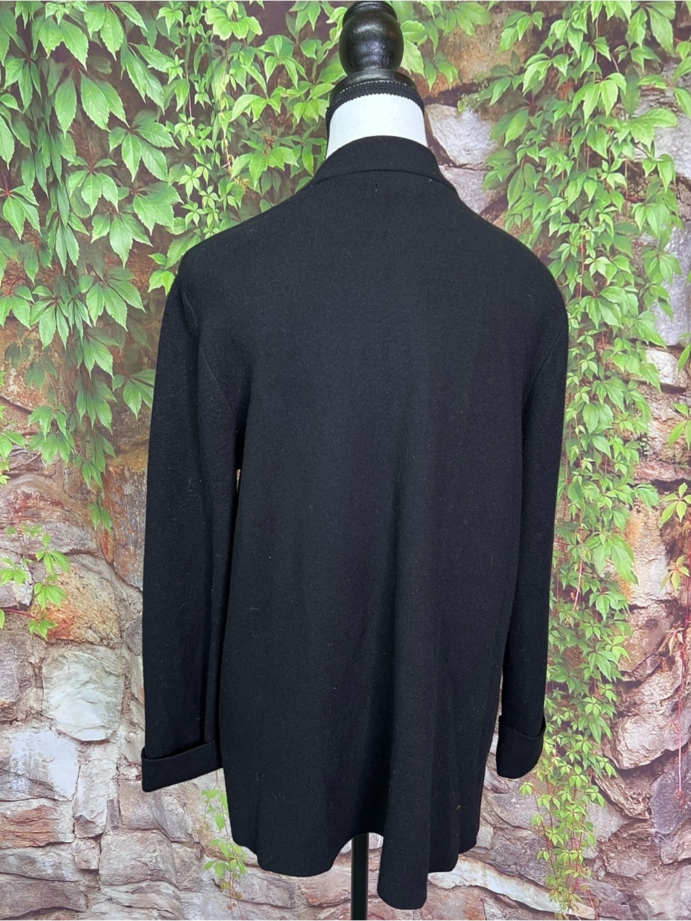 H BY HALSTON Black Jacket Cut Cardigan Quiet Luxury Minimalist, XL - Picture 7 of 12